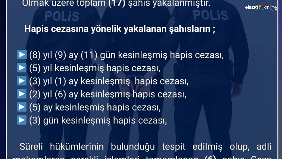 Bingöl'de aranan 17 şahıs yakalandı