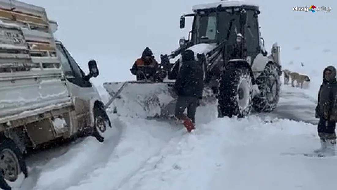 Kovancılar’da kar geçit vermedi: Sürücünün imdadına ekipler yetişti