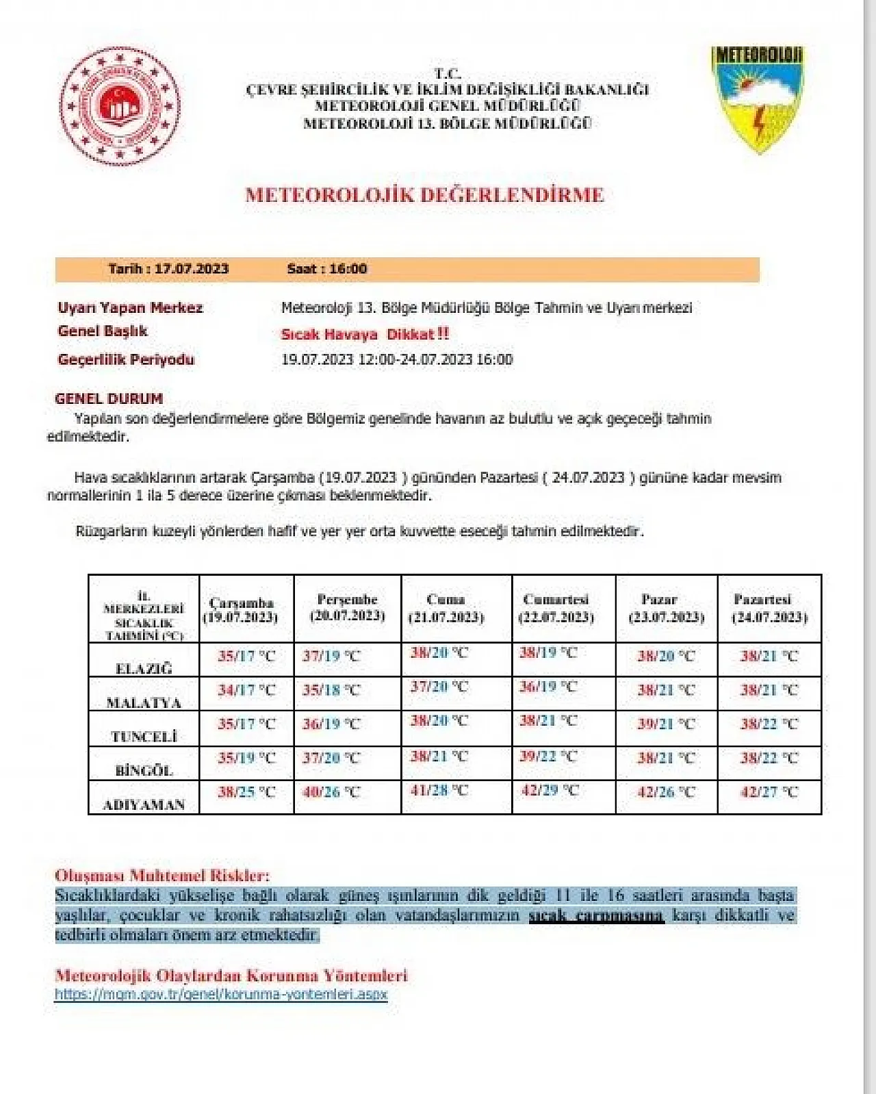 Meteorolojiden vatandaşlara uyarı!