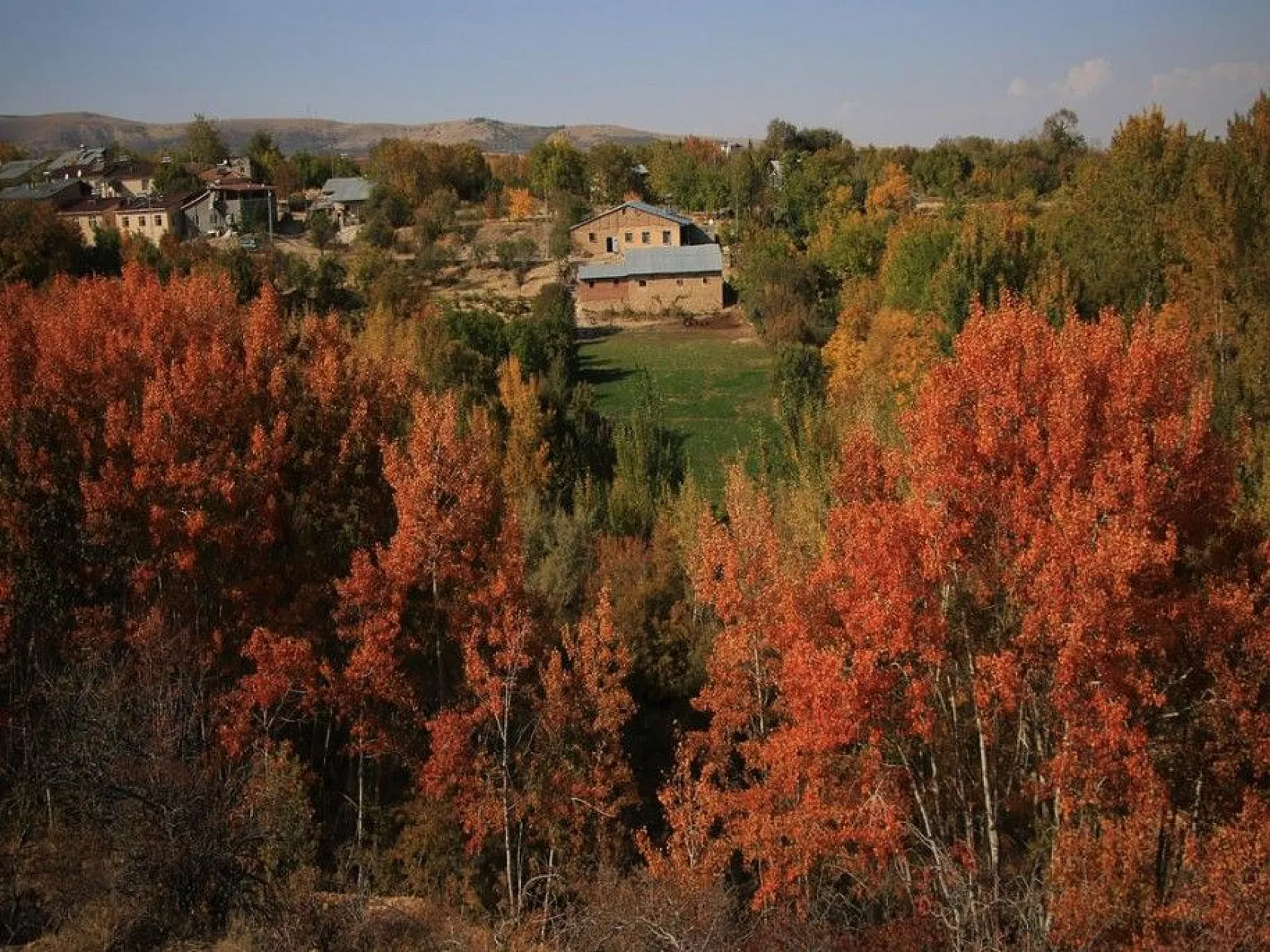 Elazığ'da sonbaharda rengarenk olan ağaçlar havadan görüntülendi