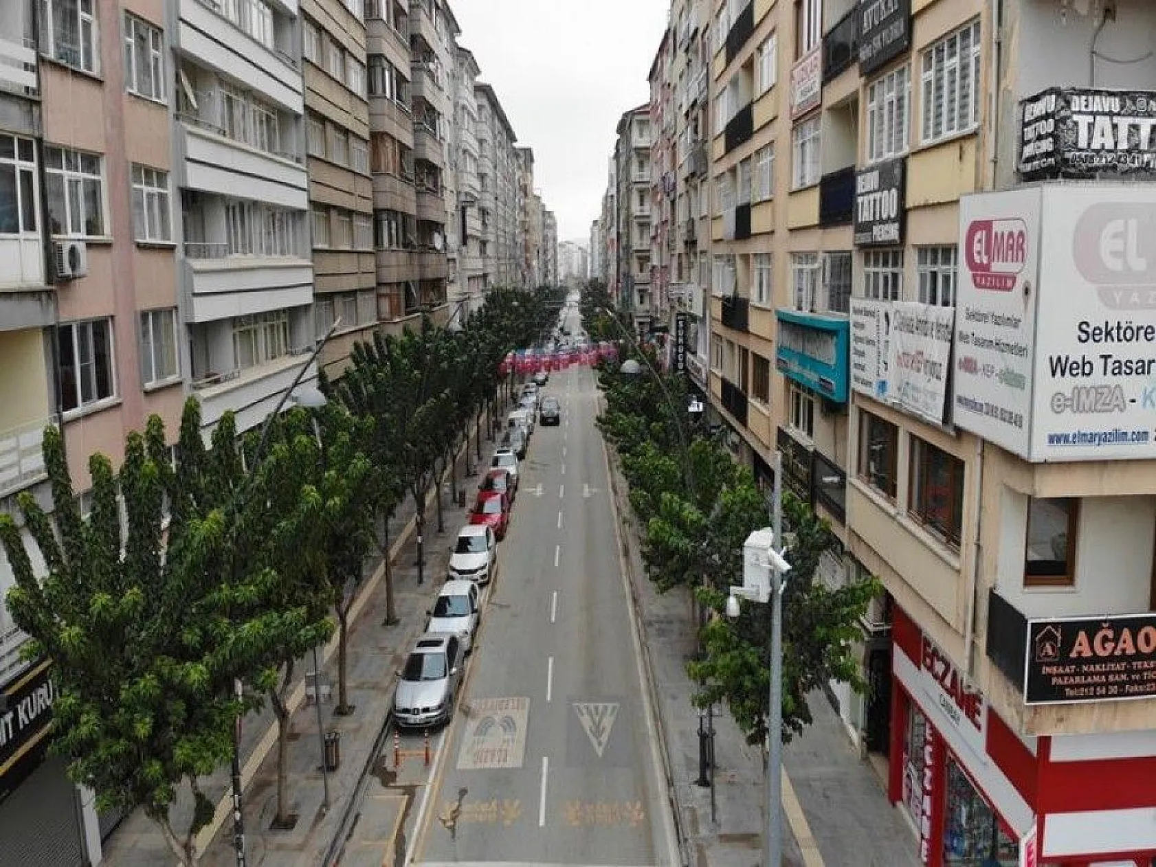 Sessizliğe bürünen kent drone ile havadan görüntülendi