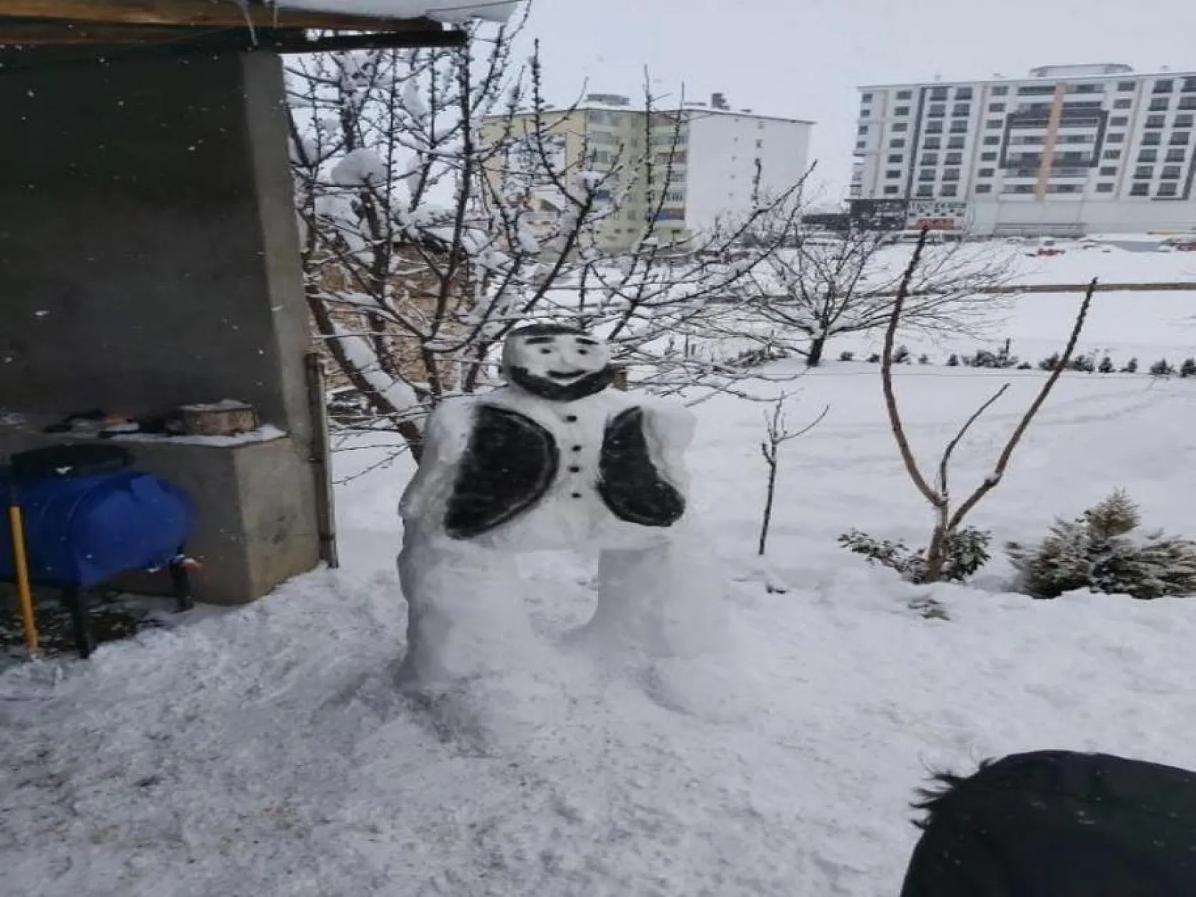 Elazığlı vatandaşlar yağan karla yeteneklerini konuşturdu