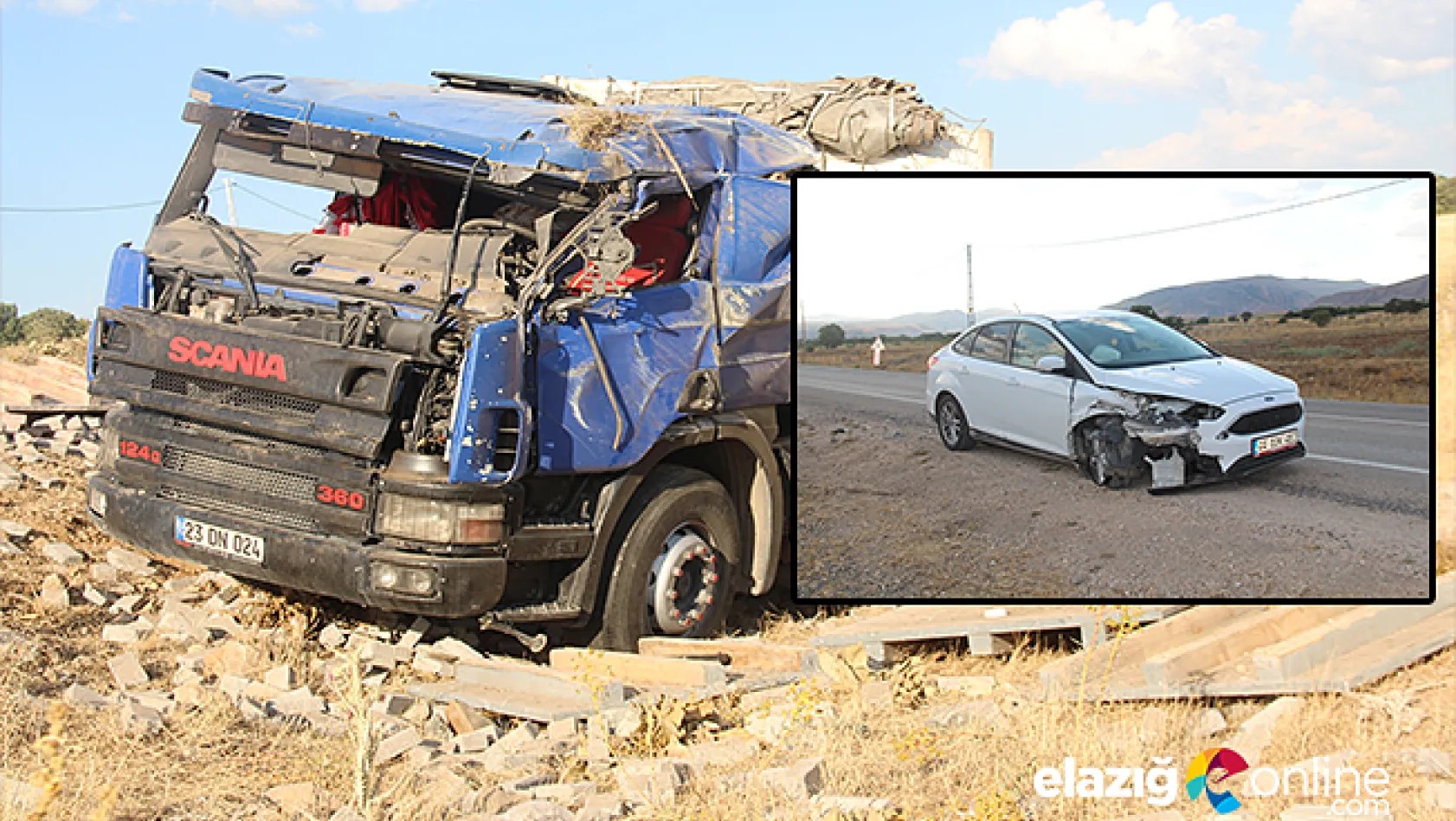 Elazığ'da tır ile otomobil çarpıştı: 4 yaralı