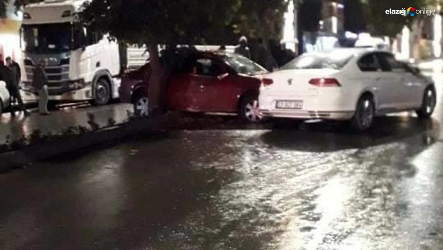 Elazığ'da trafik kazası! Önce refüjdeki ağaca sonra karşı şeritteki otomobile çarptı
