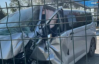 Elazığ'da Transit Minibüs Üst Geçit Direğine Çarptı! 1 Yaralı!