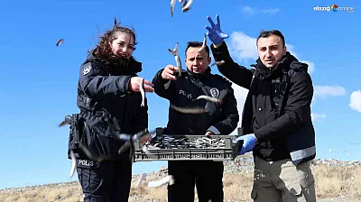 Dev dalgalara aldırmadılar: Sivrice İlçe Emniyetinden 'Tavşan Adası'na vefa seferi