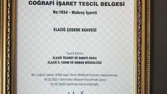 Şifa Kaynağı 'Elazığ Çedene Kahvesi' coğrafi işaret belgesi aldı