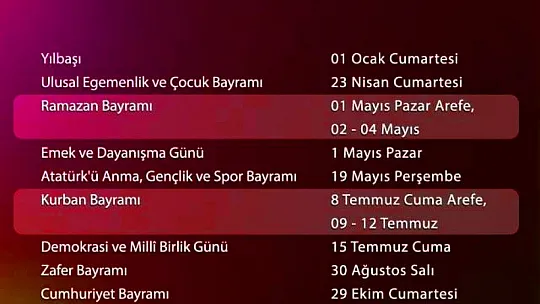 İşte 2022 yılındaki resmi tatiller