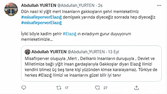 Elazığ twitter'da tek ses oldu