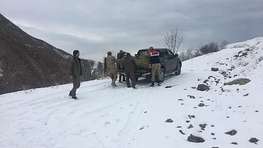 Elazığ jandarması, yaban hayatı için doğaya yem bıraktı