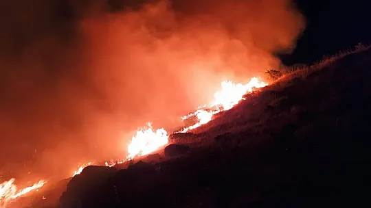 Örtü yangını rüzgarın etkisiyle yeniden alevlendi