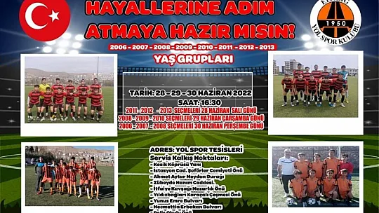 Elazığ Yolspor altyapı seçmeleri yapacak