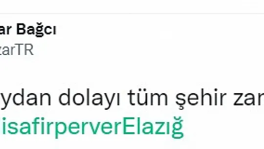 Elazığ twitter'da tek ses oldu