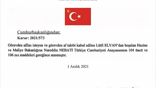 Hazine ve Maliye Bakanlığı'nda görev değişimi