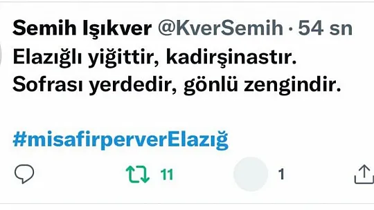 Elazığ twitter'da tek ses oldu