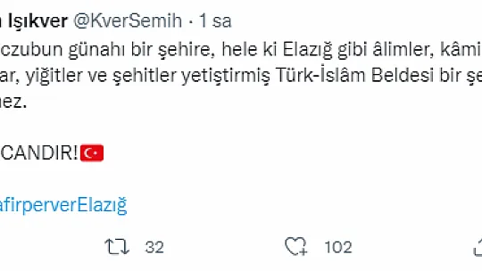 Elazığ twitter'da tek ses oldu