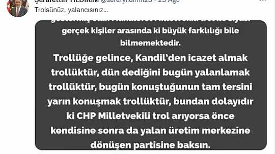 Erol'dan Yıldırım'a 'Trol' Tepkisi!