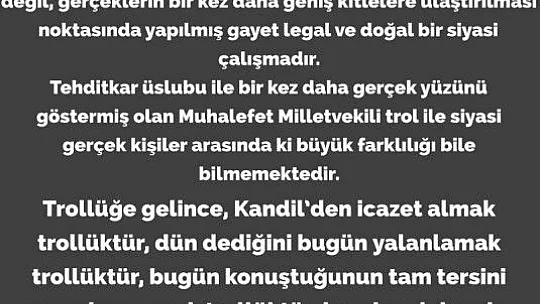Erol'dan Yıldırım'a 'Trol' Tepkisi!