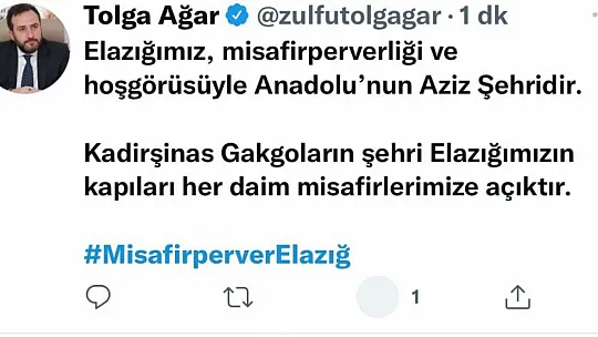 Elazığ twitter'da tek ses oldu