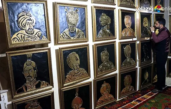 36 Osmanlı padişahının resmini varak sanatıyla ahşaba resmetti
