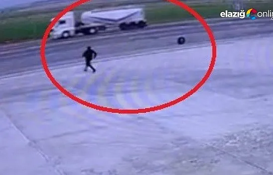 Anayolda kamyonetten teker fırladı, o anlar güvenlik kamerasına yansıdı