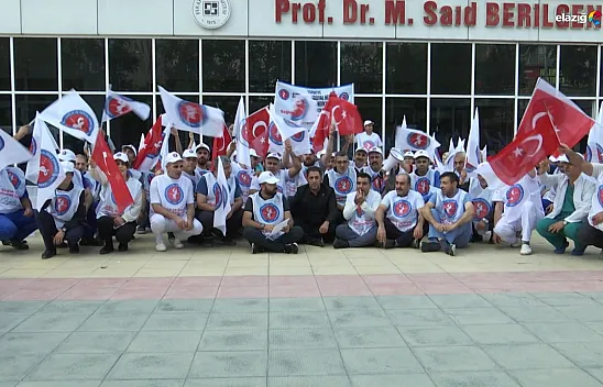 Elazığ'da kamu çalışanları ayakta! Fırat Üniversitesi Hastanesi önünde eylem