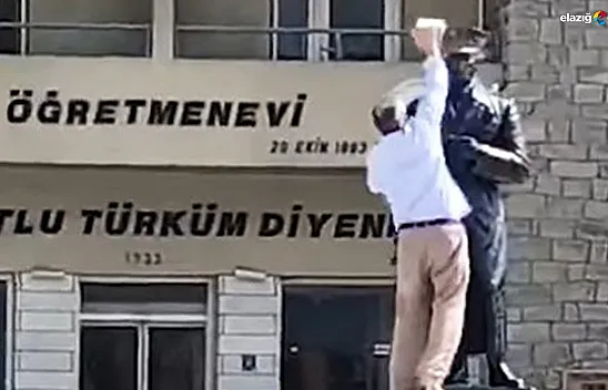 Elazığ Öğretmenevi önünde Atatürk büstüne çirkin saldırı!