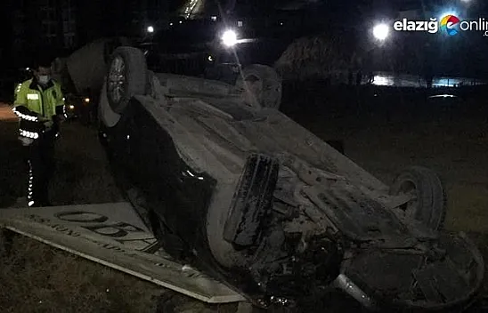 Ters dönen otomobilden sürücü, yara almadan kurtuldu