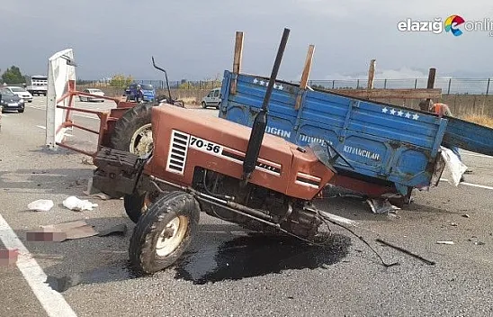 Meydana gelen kazada traktör ikiye bölündü