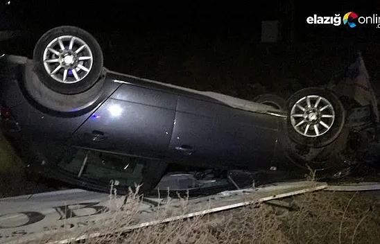 Ters dönen otomobilden sürücü, yara almadan kurtuldu