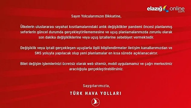 THY'den 'bilet değişikliği' duyurusu
