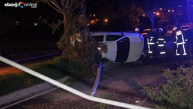 Refüje çıkan otomobil direği devirdi: 4 yaralı