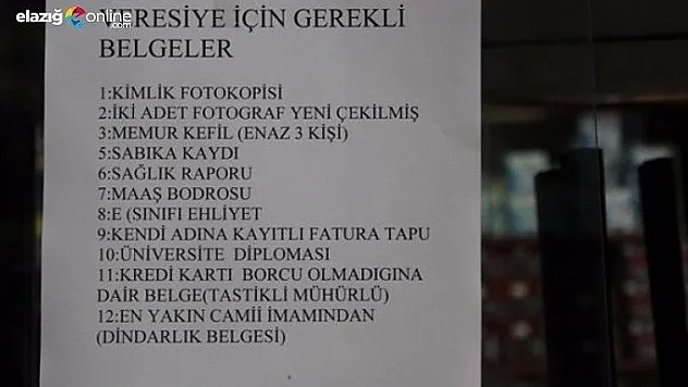 İşte veresiye için gerekli belgeler