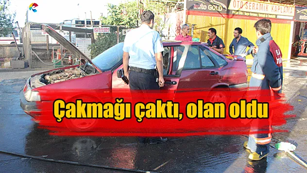 İçinde çakmak çakılan LPG'li araç alev aldı: 1 yaralı