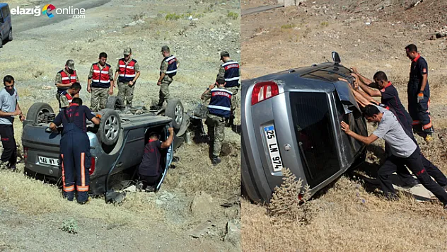 Otomobil şarampole yuvarlandı!