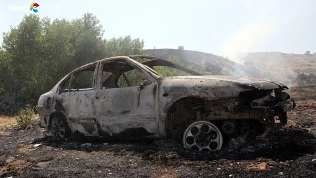 Alev alev yanan araç, tarlaya zarar verdi!