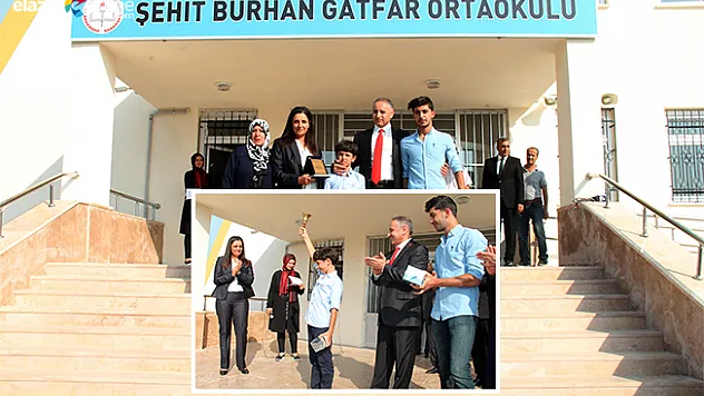 Şehit babasının adı verilen okulda, ilk ders zilini oğlu çaldı