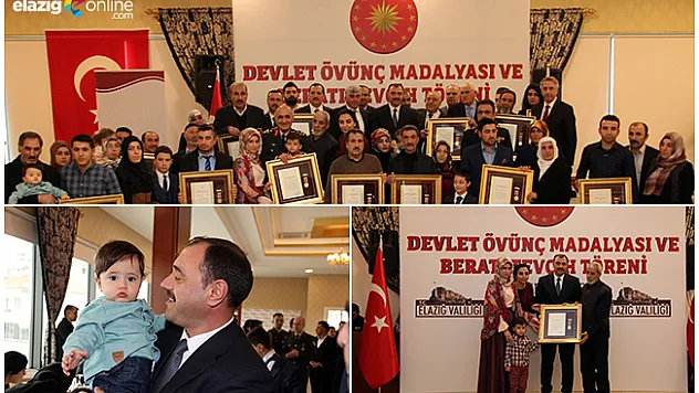 Elazığ'da şehit aileleri ve gazilere Devlet Övünç Madalyası!