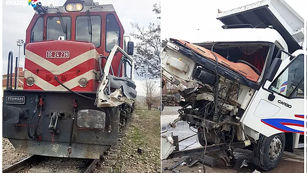 Palu'da trenle kamyon çarpıştı!