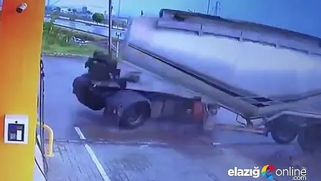Bu defa petrol istasyonuna girmeden şarampole düştü