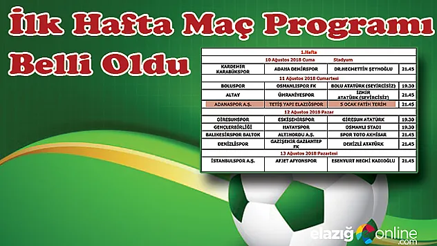 İlk haftanın programı belli oldu