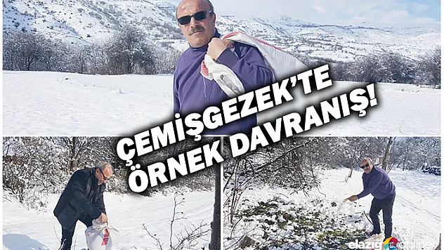 4 yıldır hayvanlar için sırtında çuvalla yiyecek taşıyor