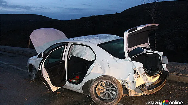 Otomobil refüjdeki aydınlatma direğine çarptı