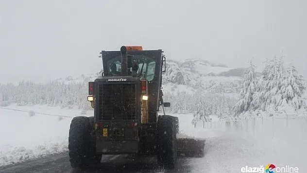 81 köy yolunun kapandığı Elazığ'da kar mesaisi başladı