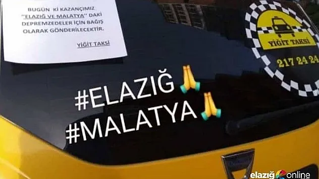 Taksi durağı bir günlük gelirini Elazığ'a bağışladı