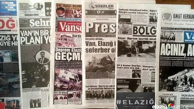 Van'daki yerel gazetelerin Elazığ duyarlılığı