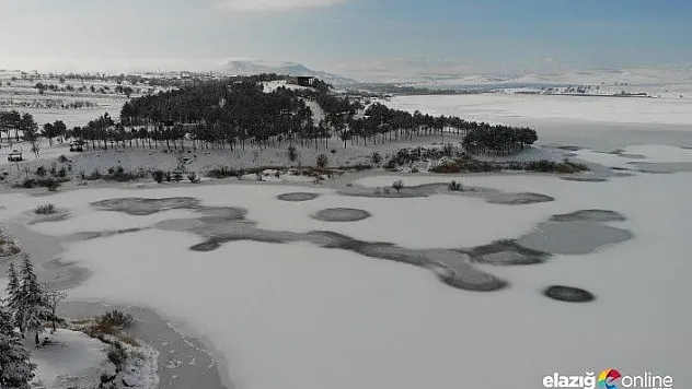 Elazığ'da soğuktan baraj dondu
