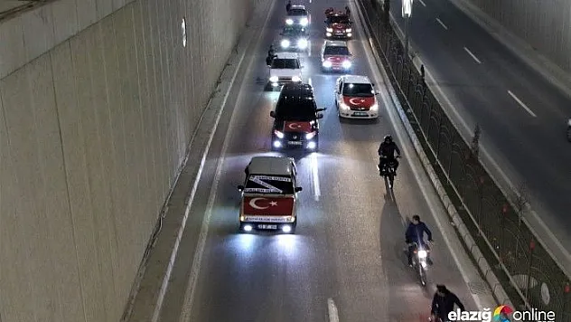 Elazığ'da 100 araçlık konvoyla Mehmetçiğe destek