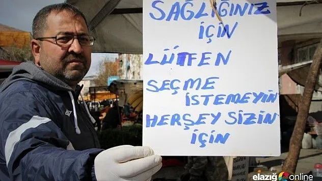 Elazığlı pazarcıların korona virüs önlemi