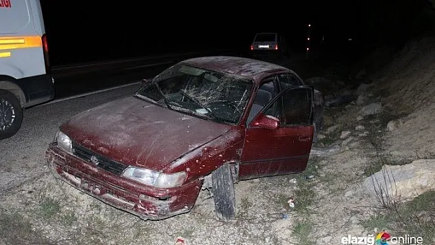 Direksiyon hakimiyetini kaybettiği otomobil şarampole uçtu